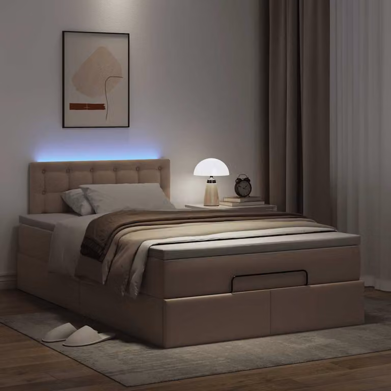 Maison Exclusive - Letto ottomano con materassi e LED cappuccino 120x190 cm in