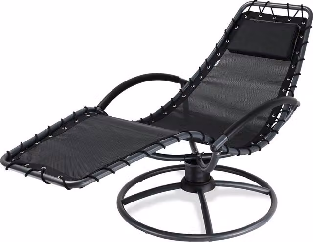 Lettino relax a dondolo Eve Casaria colore antracite con struttura in acciaio e tessuto textilene resistente ai raggi UV