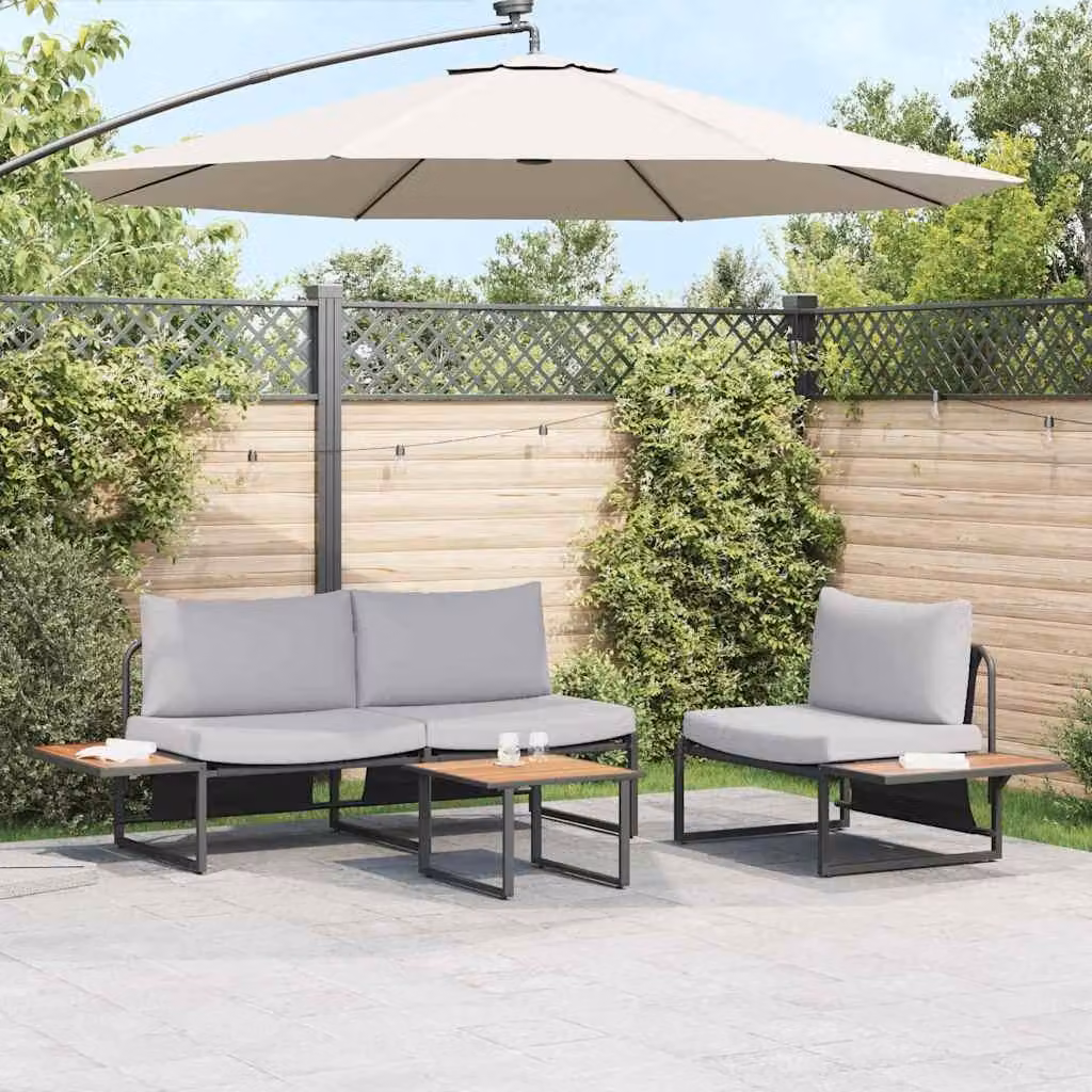 Maison Exclusive - Set da Pranzo per Giardino 3 pcs Grigio chiaro Acciaio
