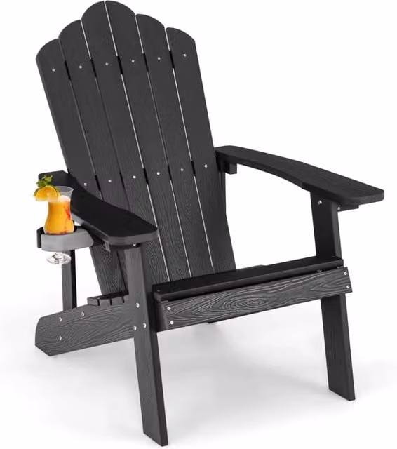 Sedia da giardino moderna nera con braccioli per esterni HELLOSHOP26 H 94 x L 77 x P 85 cm