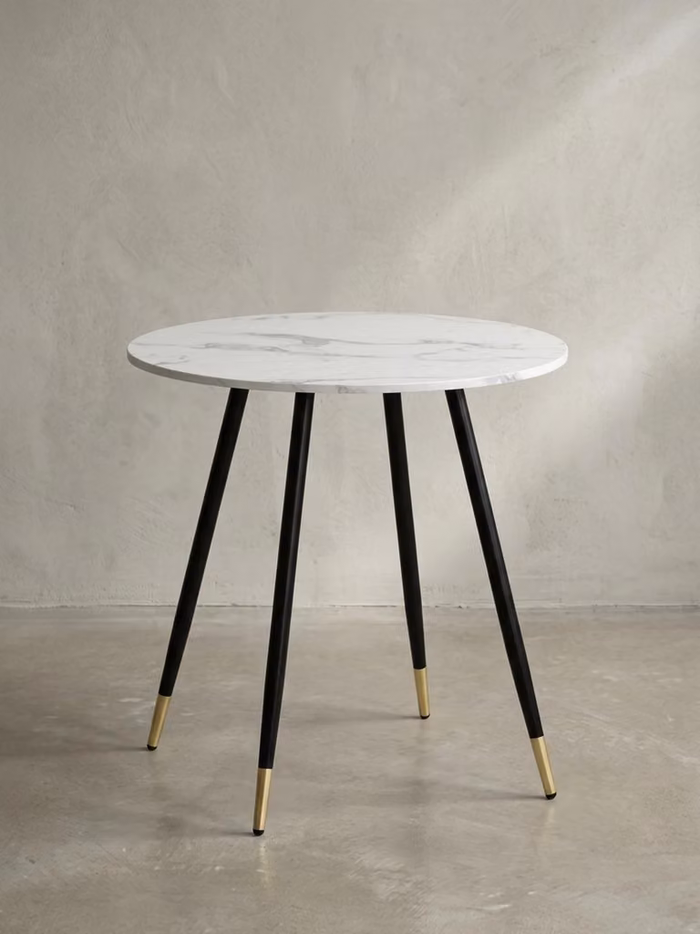 Tavolo da pranzo 75x75x76 cm effetto marmo bianco Tavolo da pranzo moderno, tavolo da cucina con gambe in metallo, piccolo tavolo da pranzo rotondo
