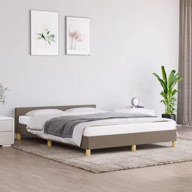 Giroletto senza Materasso-Struttura Letto Tortora 140x190 cm in Tessuto 646754