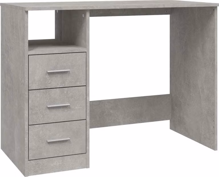Scrivania Cassetti Grigio Cemento 102x50x76cm Legno Multistrato