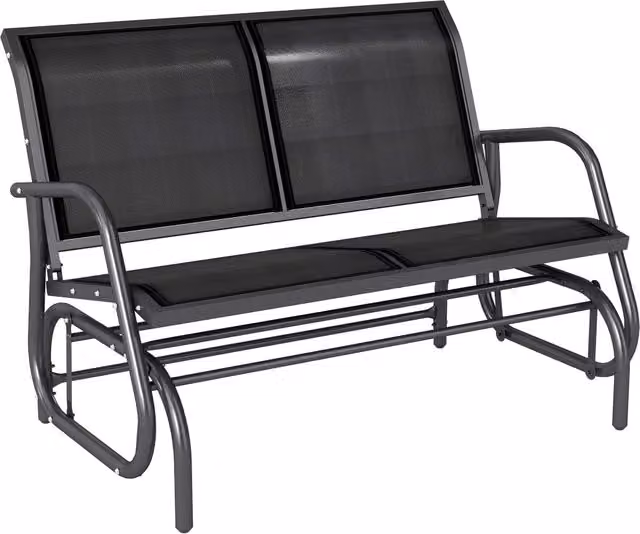 Sedia a dondolo da giardino a 2 posti Outsunny in metallo grigio e tessuto nero L/P/H: 120 x 70 x 85 cm – 1