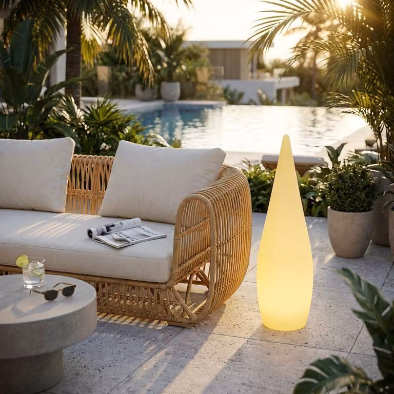 Milani Home - lampada luminosa da esterno a goccia, diametro 39 x 120 cm, per giardino terrazzo e bordo piscina