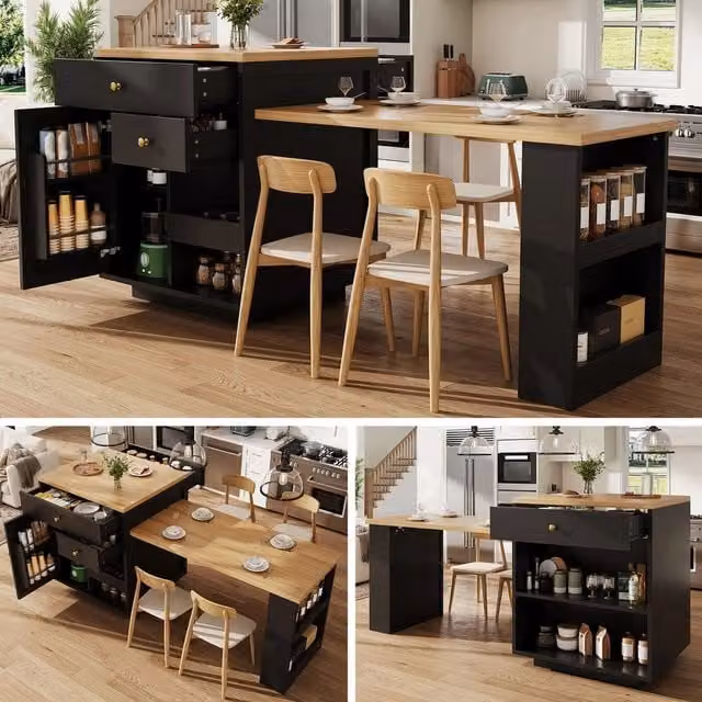 Tavolo da Cucina Allungabile ¨C Minimal ¨C 122.5-195.5 cm, Bianco/Nero
