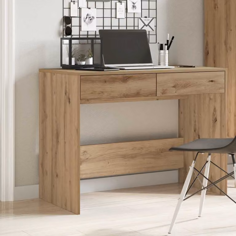 Scrivania moderna vidaXL in legno e MDF marrone L: 101 cm, P: 50 cm, H: 76,5 cm