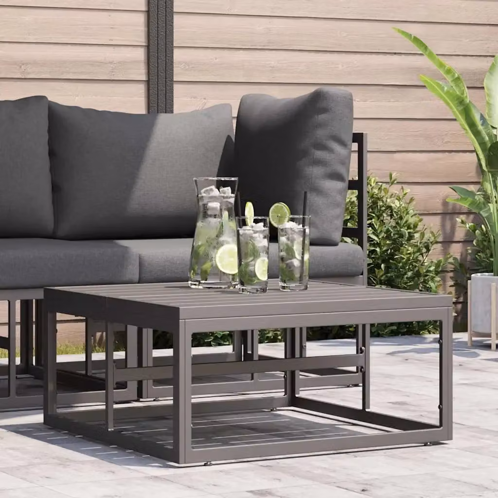 Tavolino da esterno moderno in metallo nero DESIGN IN L/P/H: 70 x 70 x 32 cm – 2