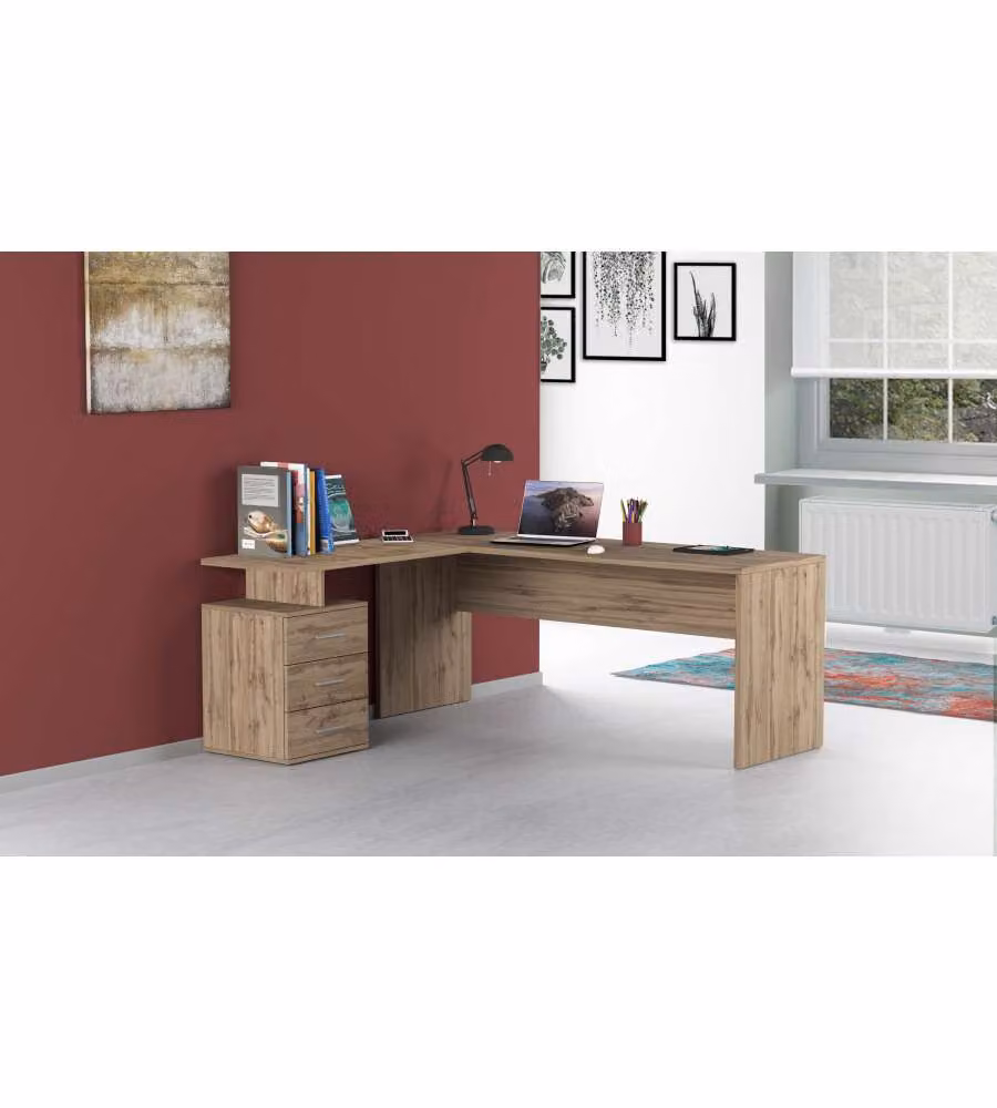 Scrivania Angolare New Selina Design Moderno Bianco Lucido E Report