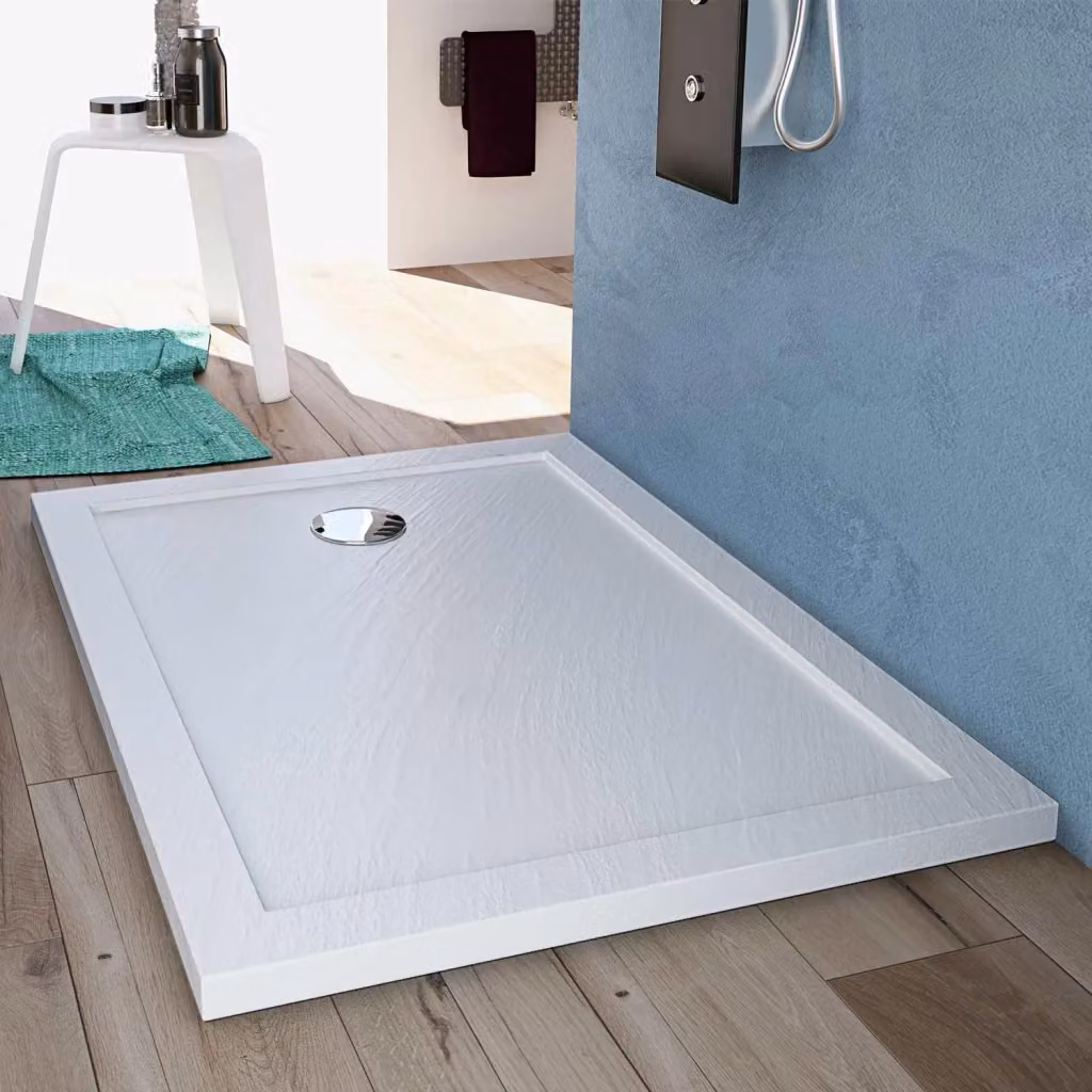 Piatto Doccia Rettangolare Slim IDRALITE in Acrilico Bianco Effetto Pietra L: 170 cm, P: 70 cm, H: 4 cm – 2