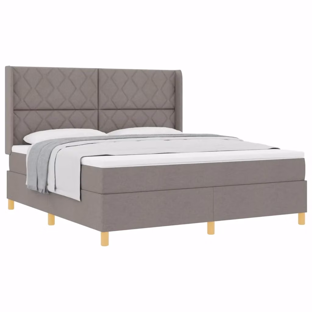 Letto a molle con testiera Talpa vidaXL in tessuto beige o grigio L/P/H: 203 x 183 x 128 cm – 2