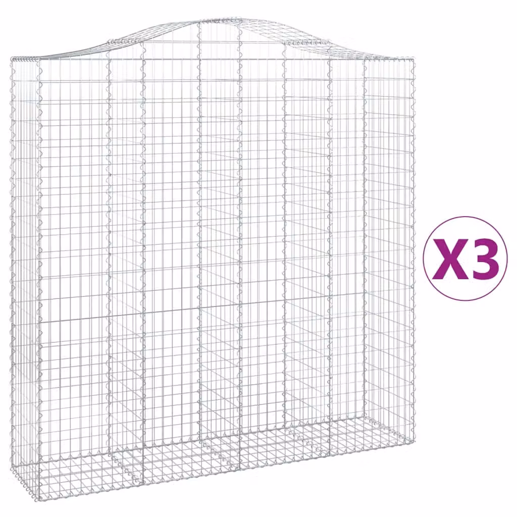 Cesti Gabbioni ad Arco 3 pz 200x50x200/220 cm Ferro Zincato
