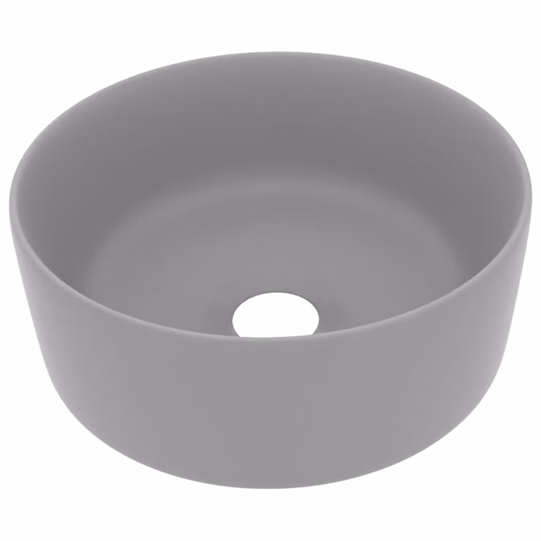 Lavandino Lusso Rotondo Grigio Chiaro Opaco 40x15cm in Vetroceramica