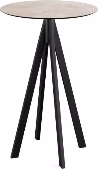 Infinity - Tavolo da bar, struttura nera + piano in HPL color pietra di luna, Ø70 cm, 1 pezzo