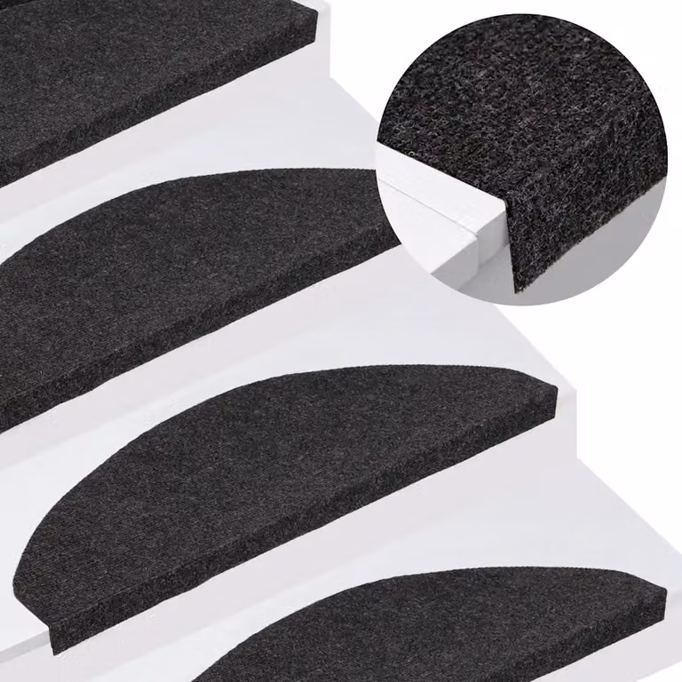 Set di 30 tappetini autoadesivi per scale vidaXL neri, antiscivolo e fonoassorbenti, L 65 cm x P 22,5 cm x H 3,5 cm
