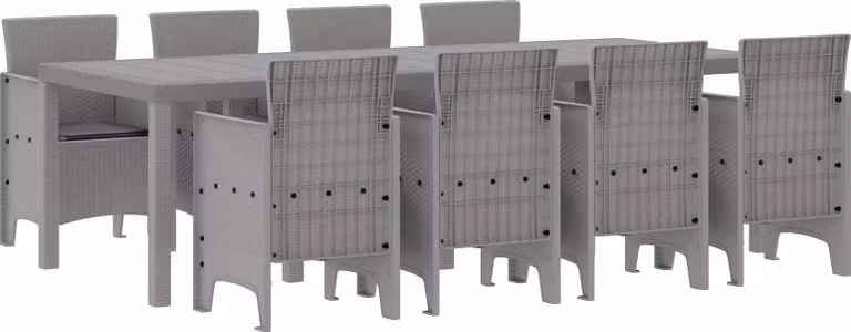 Set da Pranzo per Giardino 9 pcs Bianco Polipropilene
