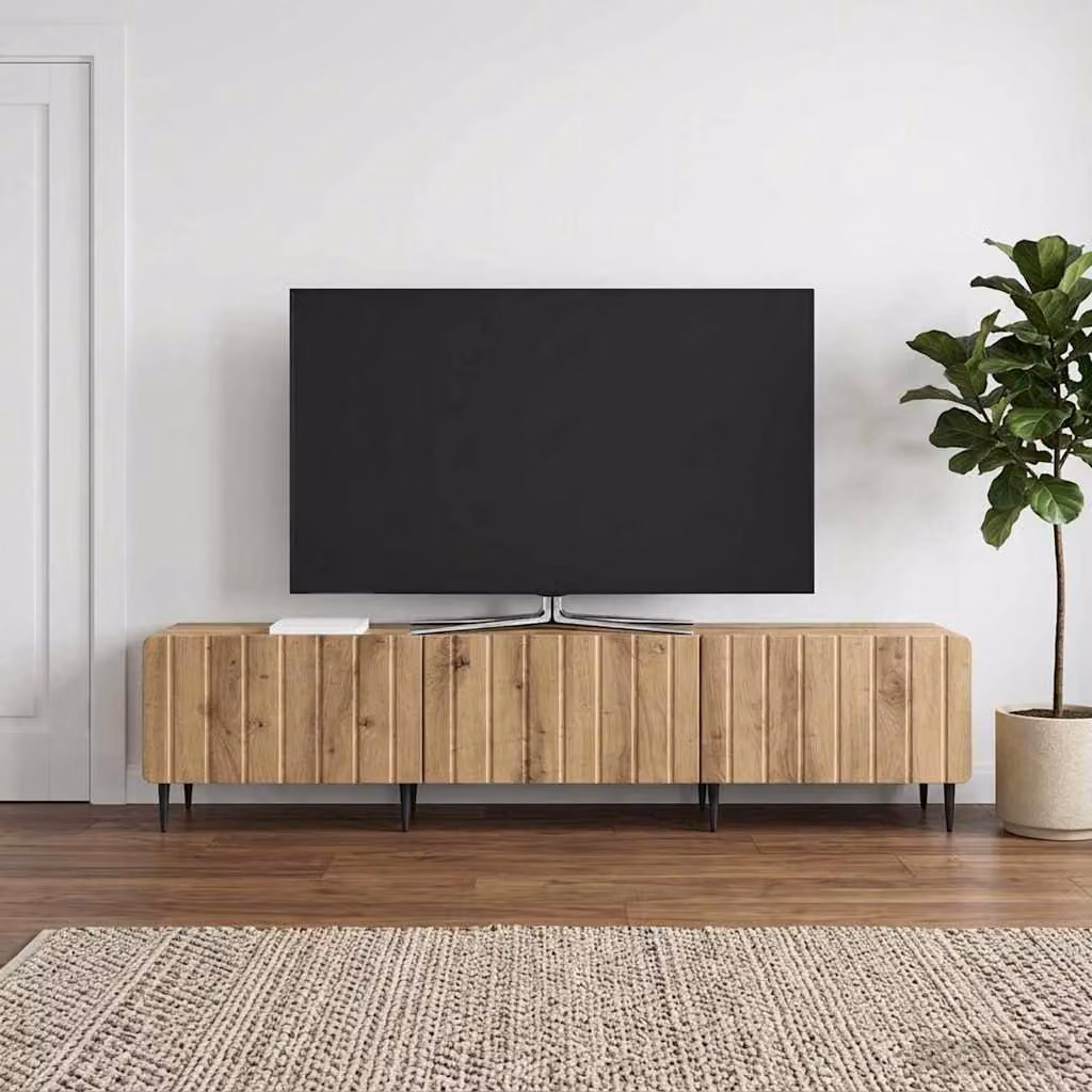 Mobile TV vidaXL in Rovere Artigianale con Ruote, L/P/H: 147 x 34,5 x 32 cm