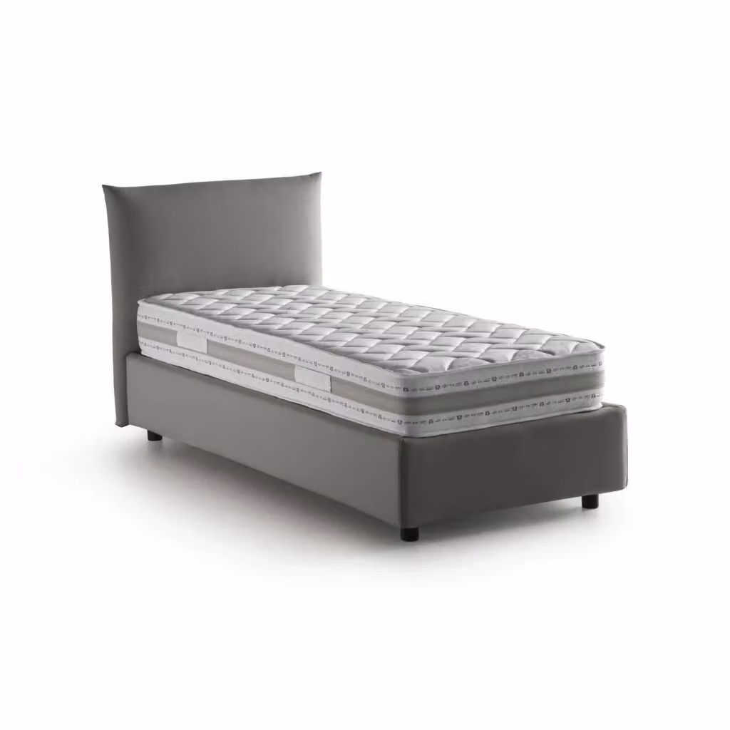 Letto Singolo Astianatte Talamo Italia con Materasso in Foam, Grigio, 80x190 cm – 2