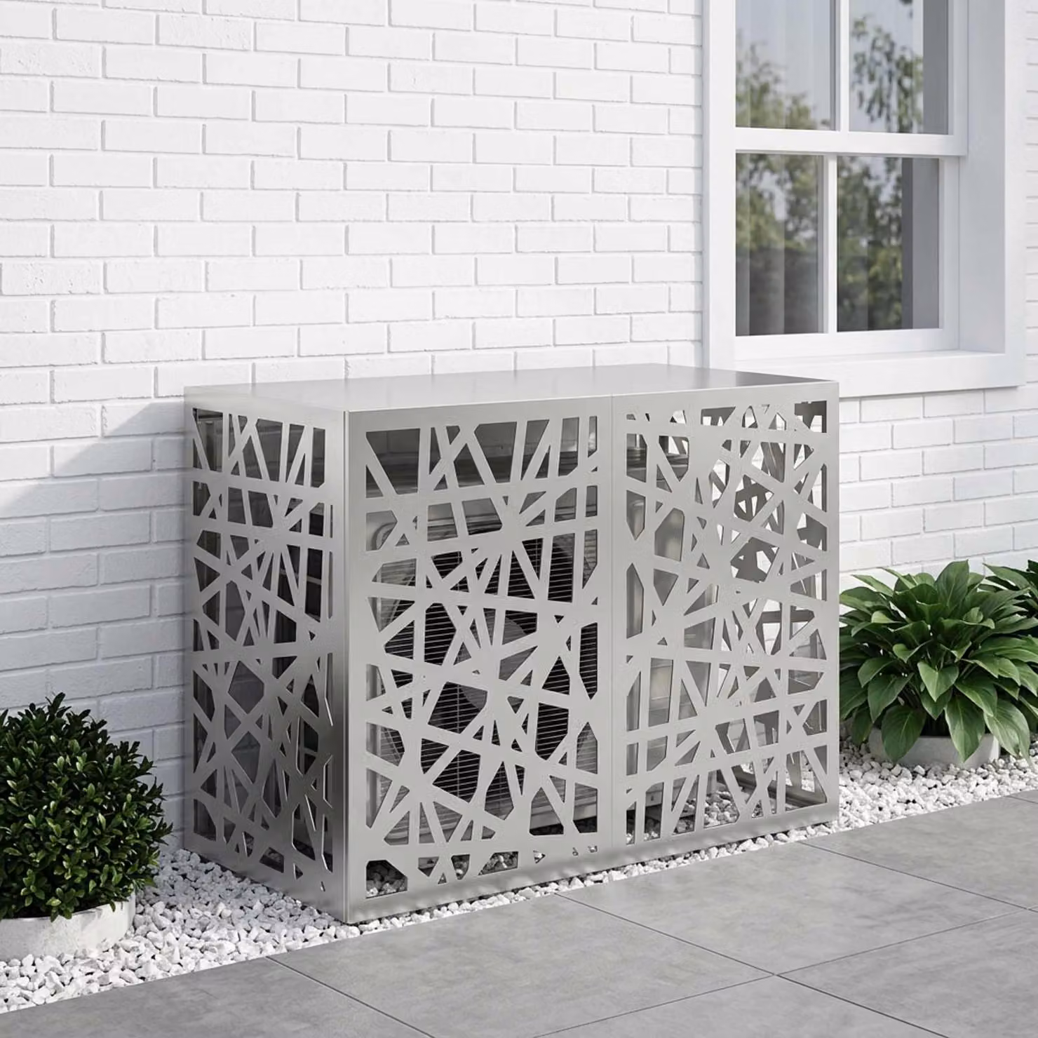 Copertura per condizionatore d'aria vidaXL in acciaio galvanizzato, Argento, L 100 x P 50 x H 70 cm