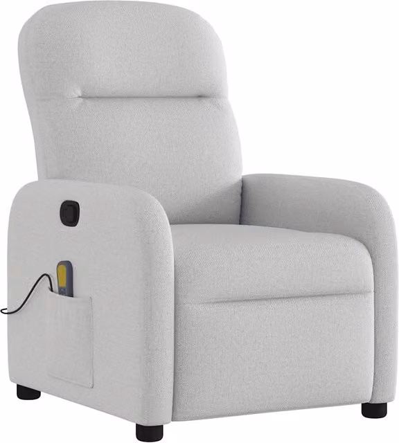 Poltrona Relax Reclinabile Moderna in Tessuto Grigio con Braccioli e Struttura in Metallo e Legno