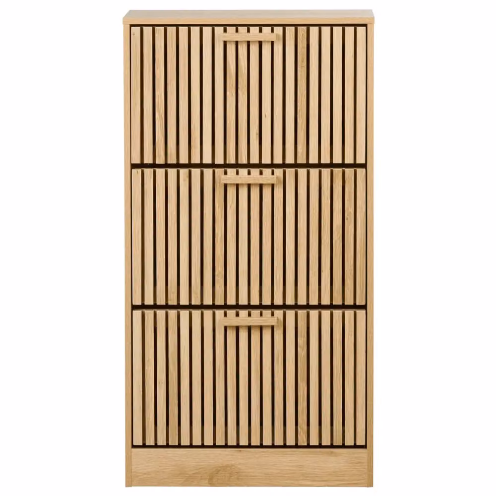 Scarpiera moderna BELIANI in MDF e legno di pino, colore beige e marrone, con 3 ripiani interni e ante a battente, ideale per corridoio o camera da letto, L: 60 cm, H: 113 cm, P: 24 cm – 2