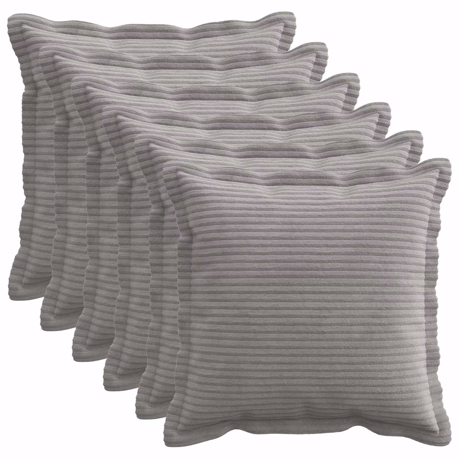 Set di 6 federe vidaXL HOUTEN in velluto a coste, Grigio Chiaro, 30 x 30 cm
