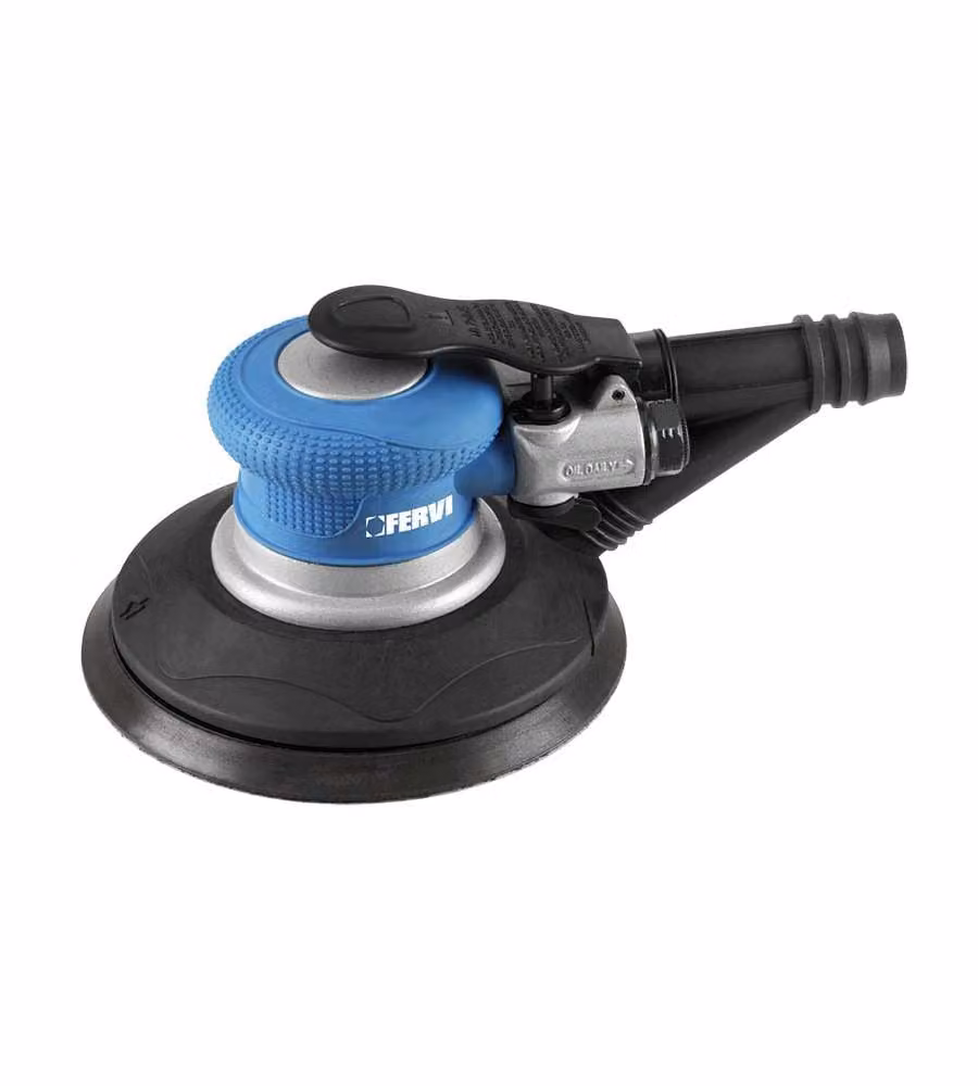 Fervi Levigatrice Rotorbitale Pneumatica 150 mm Ciano/Nero 10500 RPM