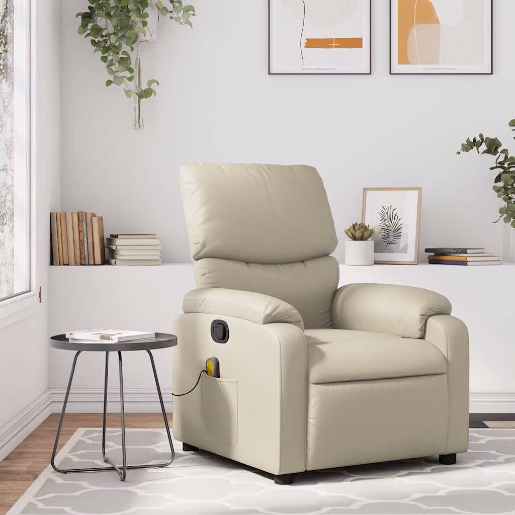 vidaXL Poltrona reclinabile relax in similpelle beige con braccioli
