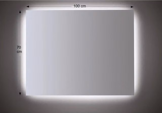Specchio da parete rettangolare Etrusca con illuminazione a LED L: 100 cm, H: 70 cm