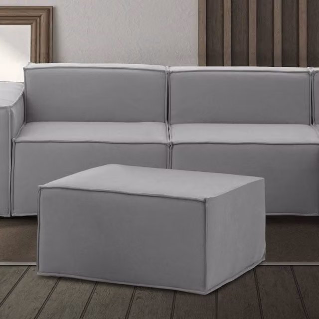 Pouf Avolasca Talamo Italia, Poltroncina relax imbottita in tessuto grigio, L: 80 cm, P: 70 cm, H: 43 cm