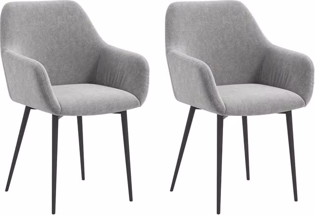 Set di 2 sedie imbottite in stile scandinavo GIORDANOSHOP con rivestimento in velluto grigio, L: 54 cm, P: 57 cm, H: 80 cm – 1