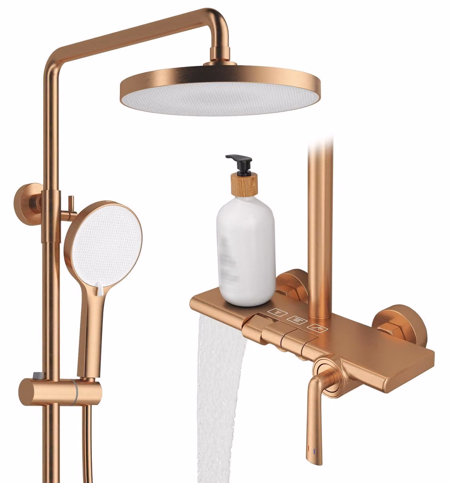 Colonna doccia Pianotasten, 252 mm, doccia a pioggia, 4 getti, miscelatore a cascata
