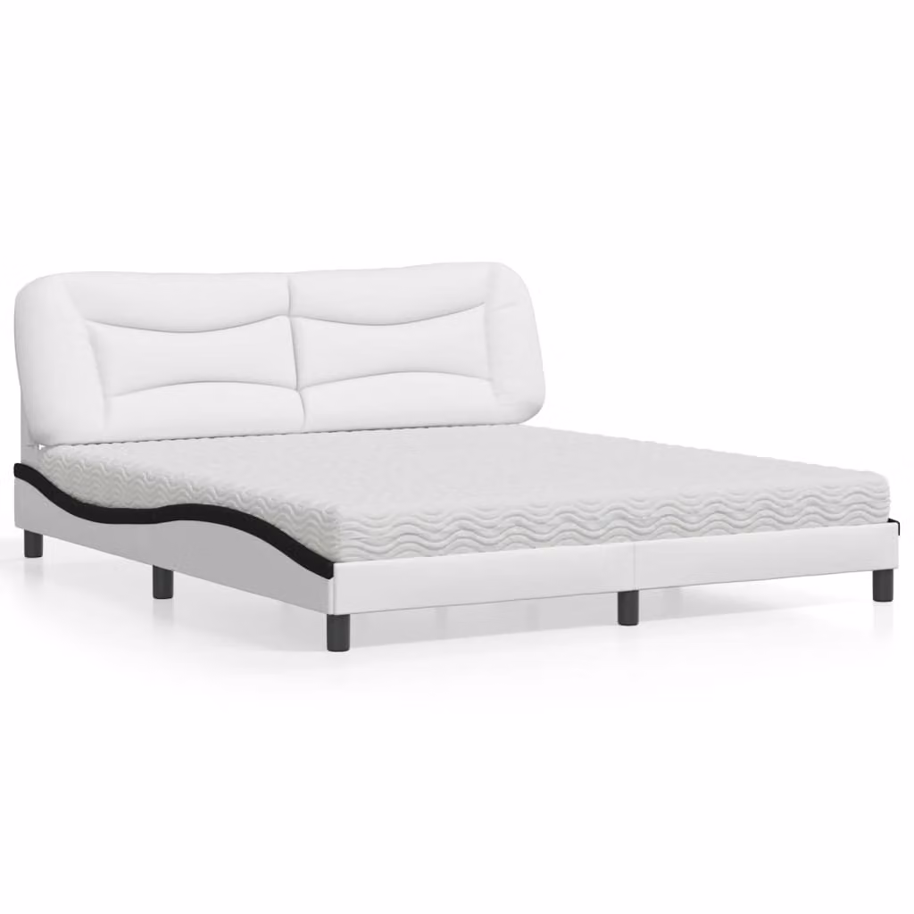Letto con Materasso Hvar vidaXL Bianco e Nero in Similpelle L/P: 180 x 200 cm