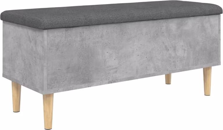 Panca con vano portaoggetti grigio cemento 102x42x46 cm materiale a base di legno
