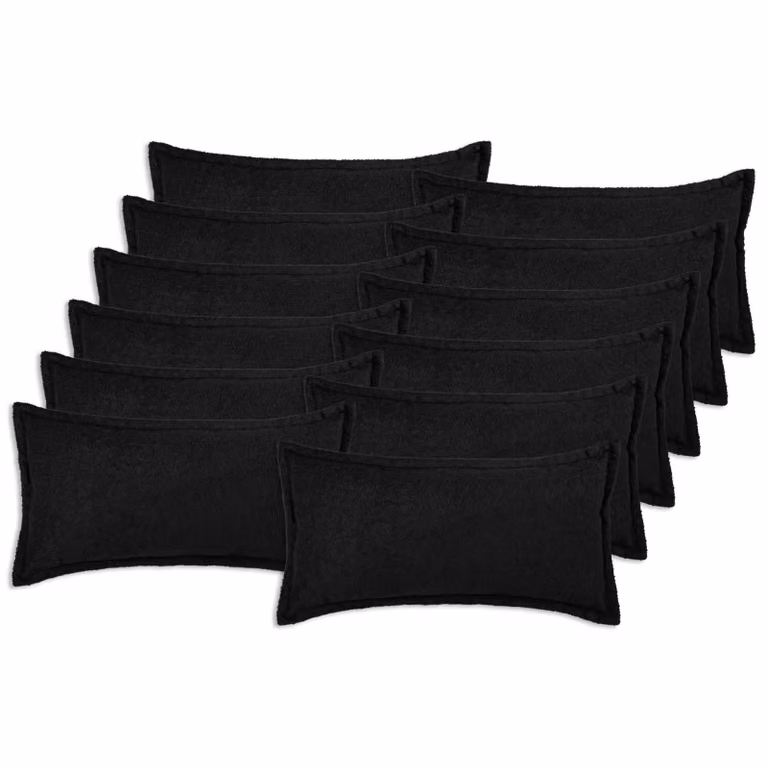 Set di 12 federe vidaXL HOUTEN in tessuto bouclé nero, L 40 cm x P 80 cm