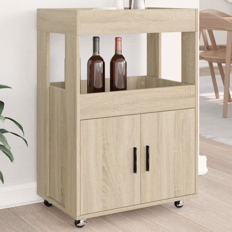 vidaXL Carrello Bar in Legno Multistrato Rovere Sonoma, L 60 cm x P 39,5 cm x H 89 cm