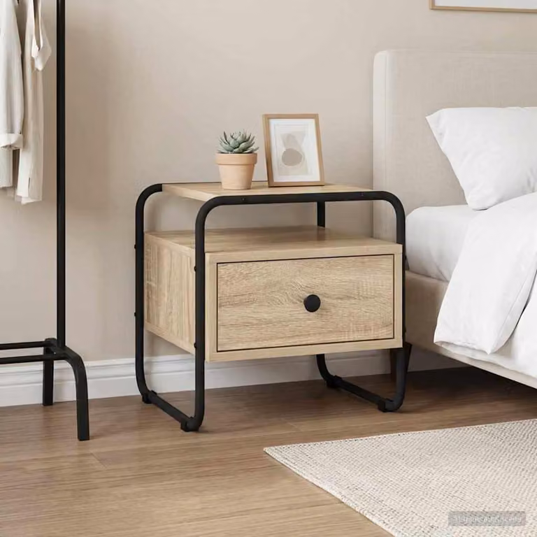 vidaXL Armadio da Notte Moderno in MDF e Metallo, Colore Marrone, L 40 cm x P 39,5 cm x H 40 cm