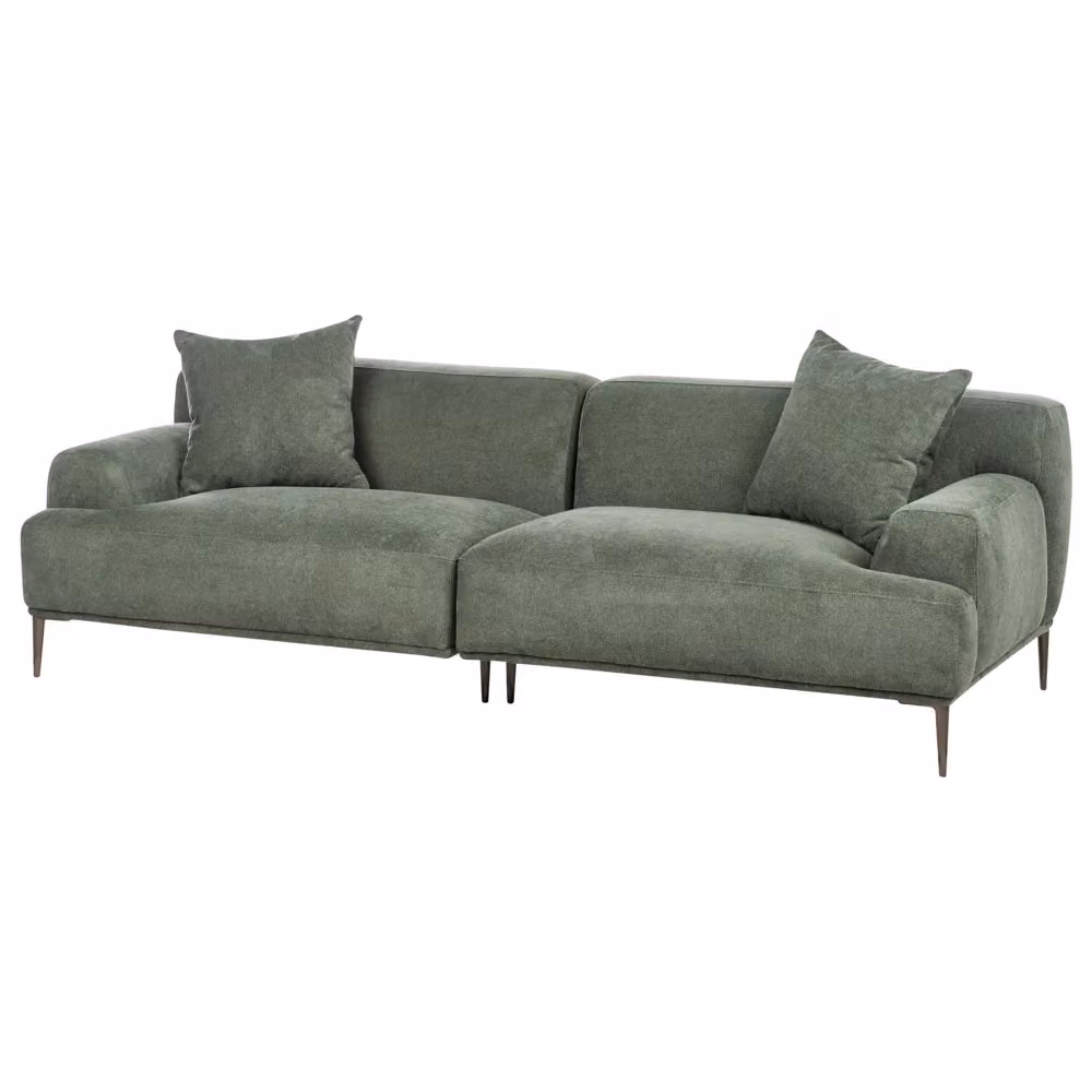 Divano a 3 posti Beliani in tessuto verde per soggiorno con stile moderno e gambe in metallo L: 233 cm, P: 70 cm, H: 94 cm – 2