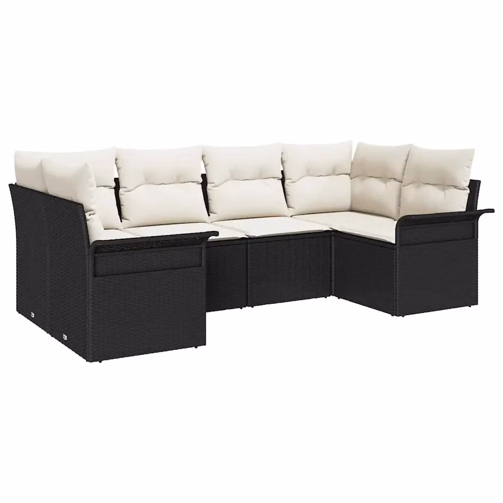 Set Divano da Giardino a L vidaXL 6 Pezzi Nero con Cuscini e Struttura in Metallo Resistente ai Raggi UV – 2