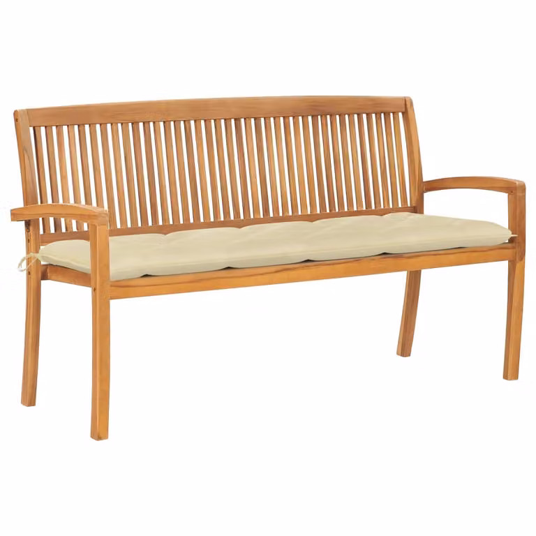 Panca da giardino impilabile con cuscino 159 cm in teak massiccio