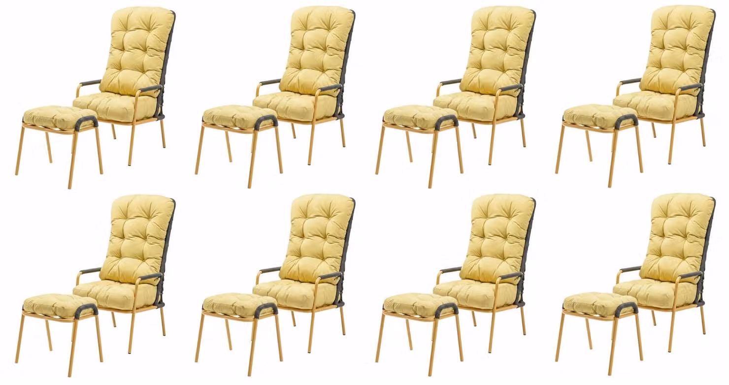Sedia giallo e nero, stile moderno, schienale alto, struttura in metallo