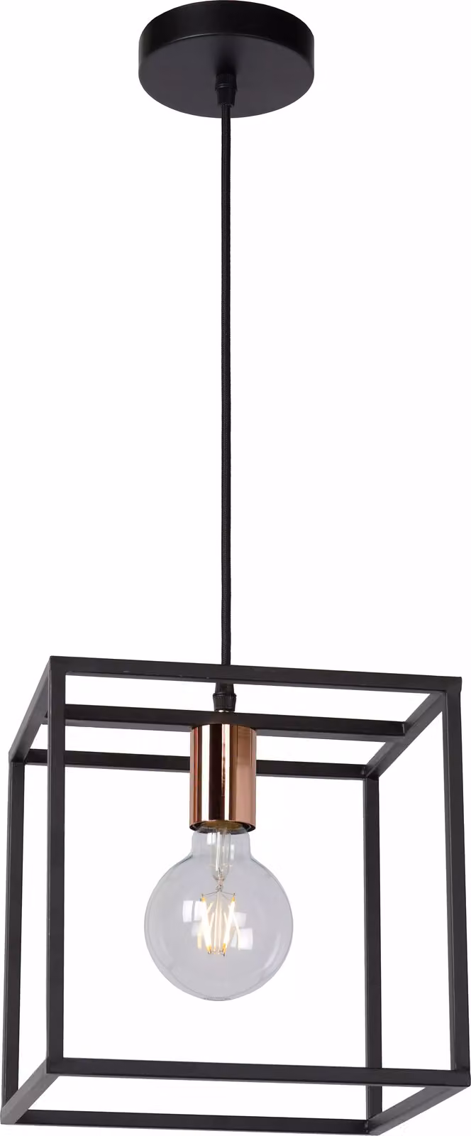ARTHUR lampada a sospensione geometrica nera con attacco in rame 1xE27 60W Lucide