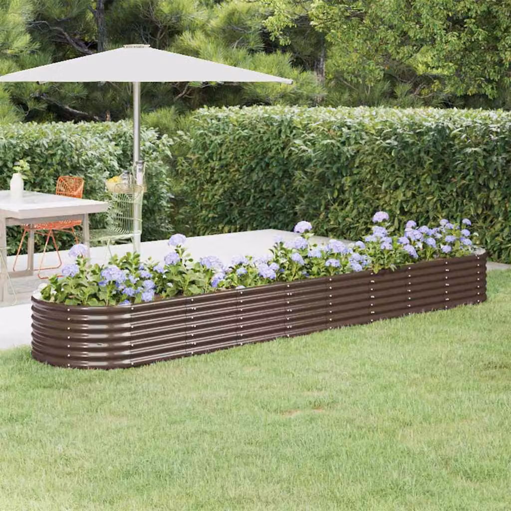 Letto rialzato da giardino vidaXL in acciaio zincato marrone L: 368 cm, P: 80 cm, H: 36 cm