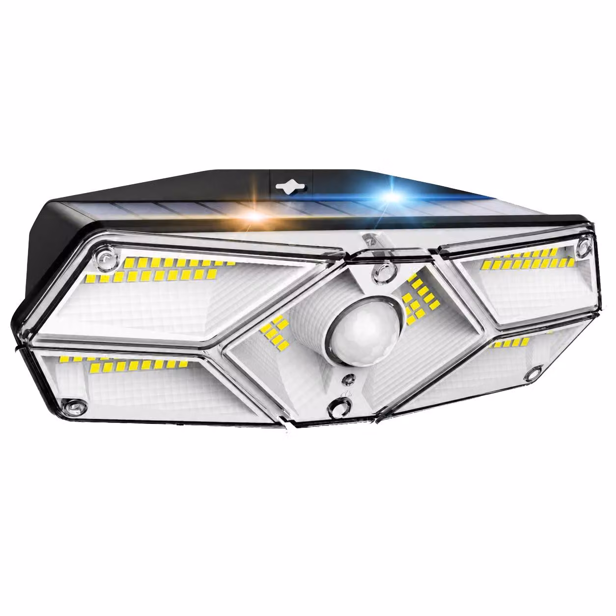 104 LED, luci solari con sensore di movimento, adatte per l'esterno, da parete, per giardino, garage, terrazza, veranda