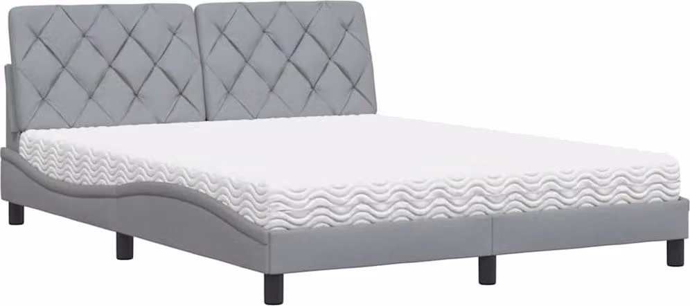 Letto con Materasso Grigio Chiaro160x200 cm Tessuto