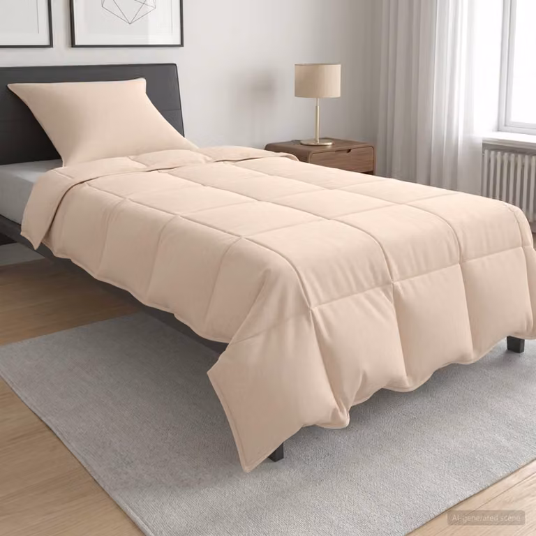 Set di 2 piumoni invernali vidaXL in kapok e cotone, beige, L: 137 cm x P: 200 cm, 350 gsm