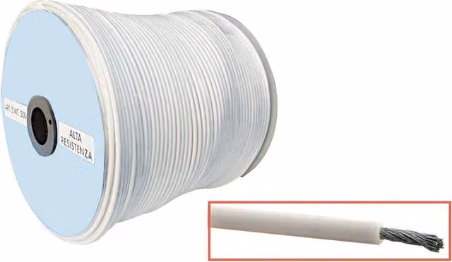Cavetto per stendibiancheria Biancone BricoGo bianco con anima in acciaio e rivestimento in plastica, diametro: 4,5 mm, lunghezza: 500 mt