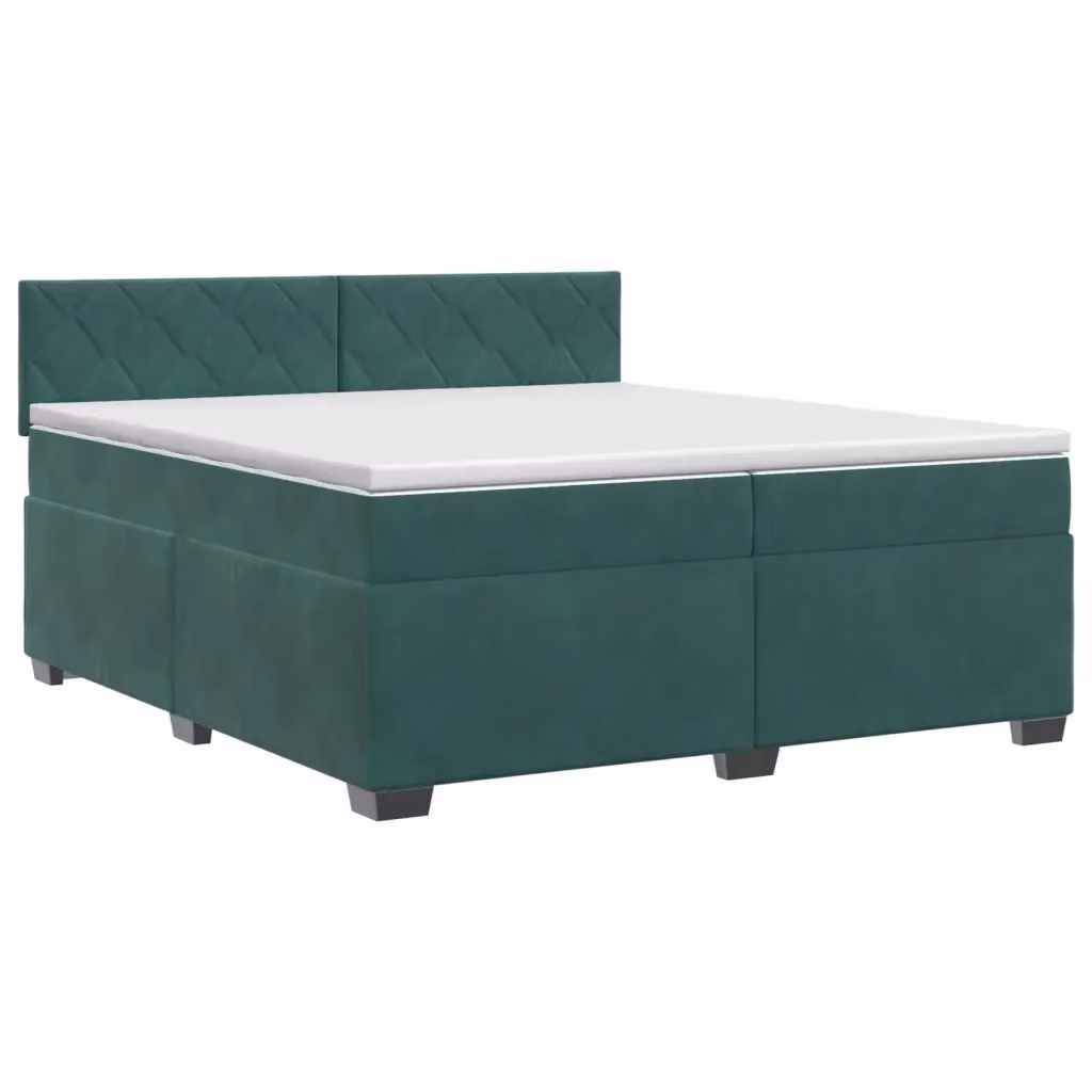 Letto box spring con materasso ibrido vidaXL in velluto verde scuro e bianco L/P/H: 200 x 200 x 46 cm – 2