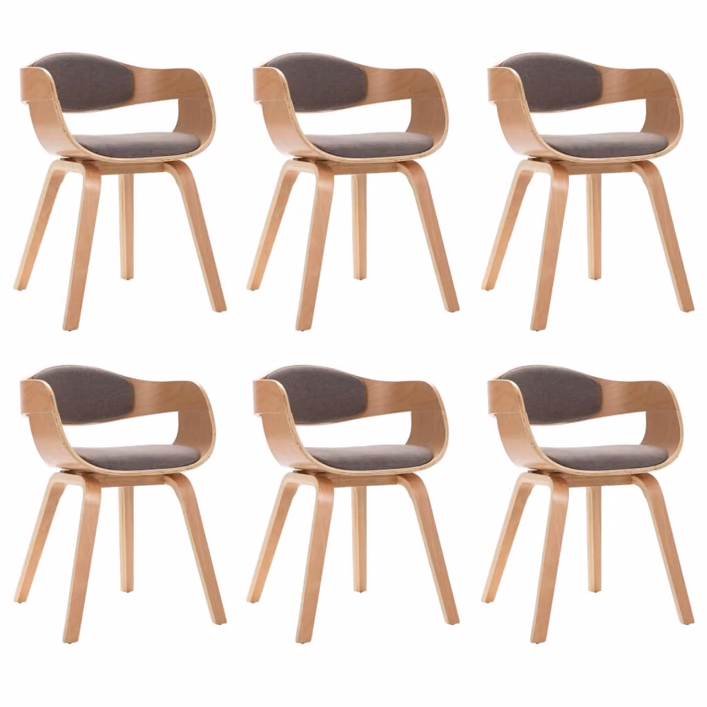 Sedie da pranzo 6 pezzi. Legno di bengala e tessuto color tortora