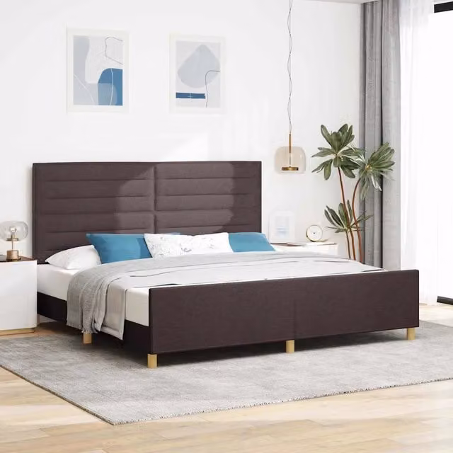 Struttura del letto moderna vidaXL in tessuto e legno marrone L/P/H: 200 x 200 x 128 cm
